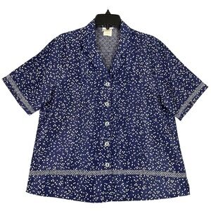 Bonworth Polka Dot Button Up Size M Grandmacore Cottagecore Travel Vintage 80s‎